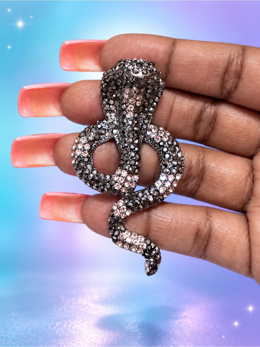 Aldo Black & Pink Crystal Snake Ring